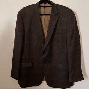 Haspel Blazer  Size 46R Lambswool Herringbone Two Button Vented Sport Coat Brown